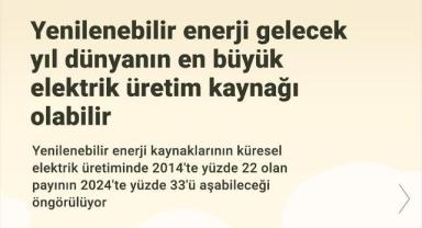Yenilenebilir enerji gelecek yıl dünyanın en büyük elektrik üretim kaynağı olabilir