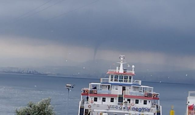 İzmit Körfezi'nde çıkan hortum görüntülendi