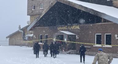 Başsavcı Cansever ve beraberindeki heyet, yanan Grand Kartal Otel'de inceleme yaptı