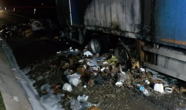 Kuzey Marmara Otoyolu'nda kamyonda çıkan yangın söndürüldü