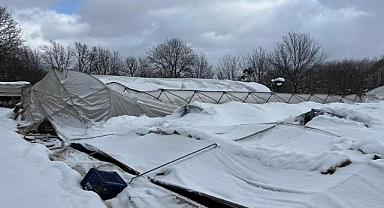 Karabük'te yoğun kar nedeniyle seraların çökme anı kamerada