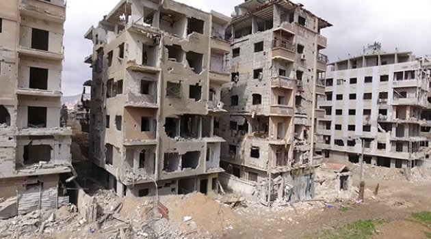'Enkaz kent' Doğu Guta havadan görüntülendi