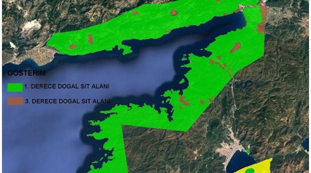 Gökova Körfezi'nde, imara açılan 12 bin 544 hektarlık alan haritada gösterildi
