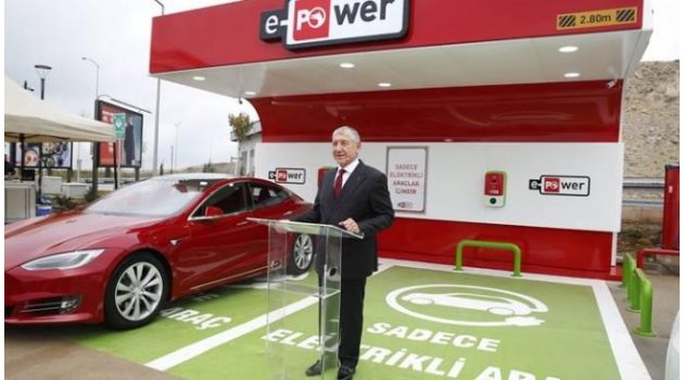 PO'dan elektrikli araç için ilk şarj noktası
